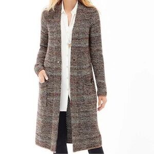 J.Jill Long Duster Cardigan Knit Sweater Hazelnut Multicolor Size Petite Medium